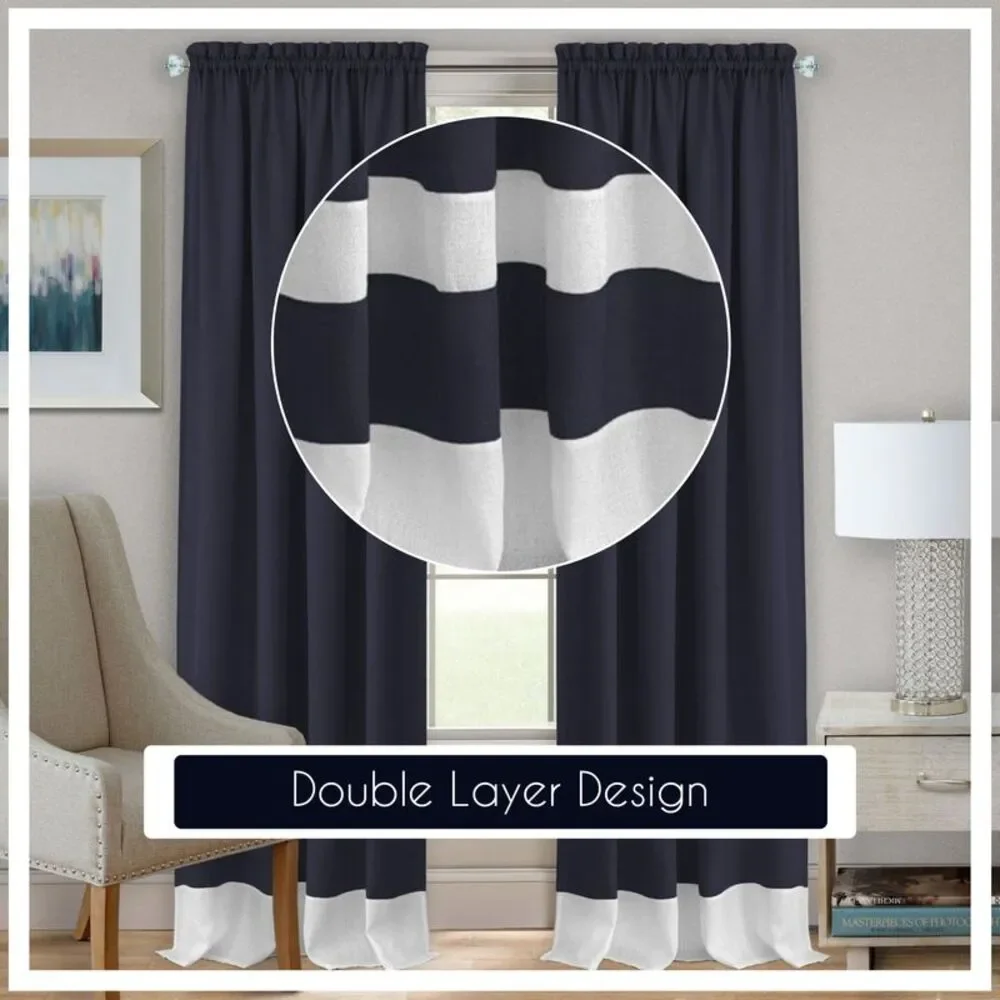 Woven Trends Two-Tone Window Curtain Panels, Rod-Pocket Light Filtering Curtains